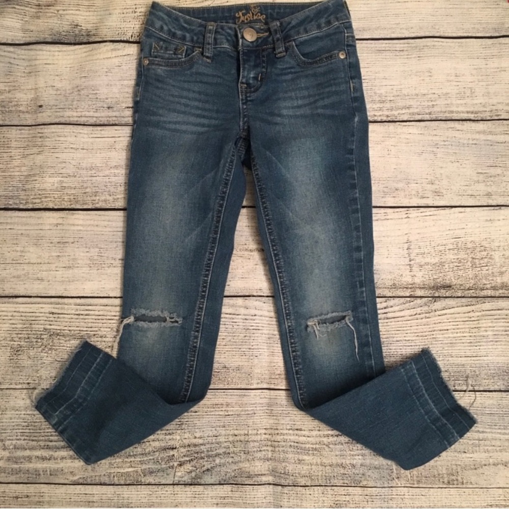 Justice distressed jeans size 7 slim - Picture 2 of 5